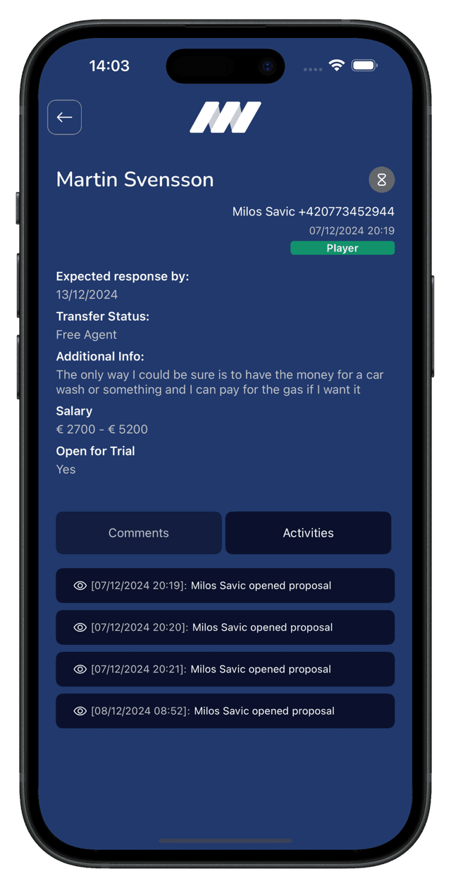 NegotiateWind Proposal Management - Front View